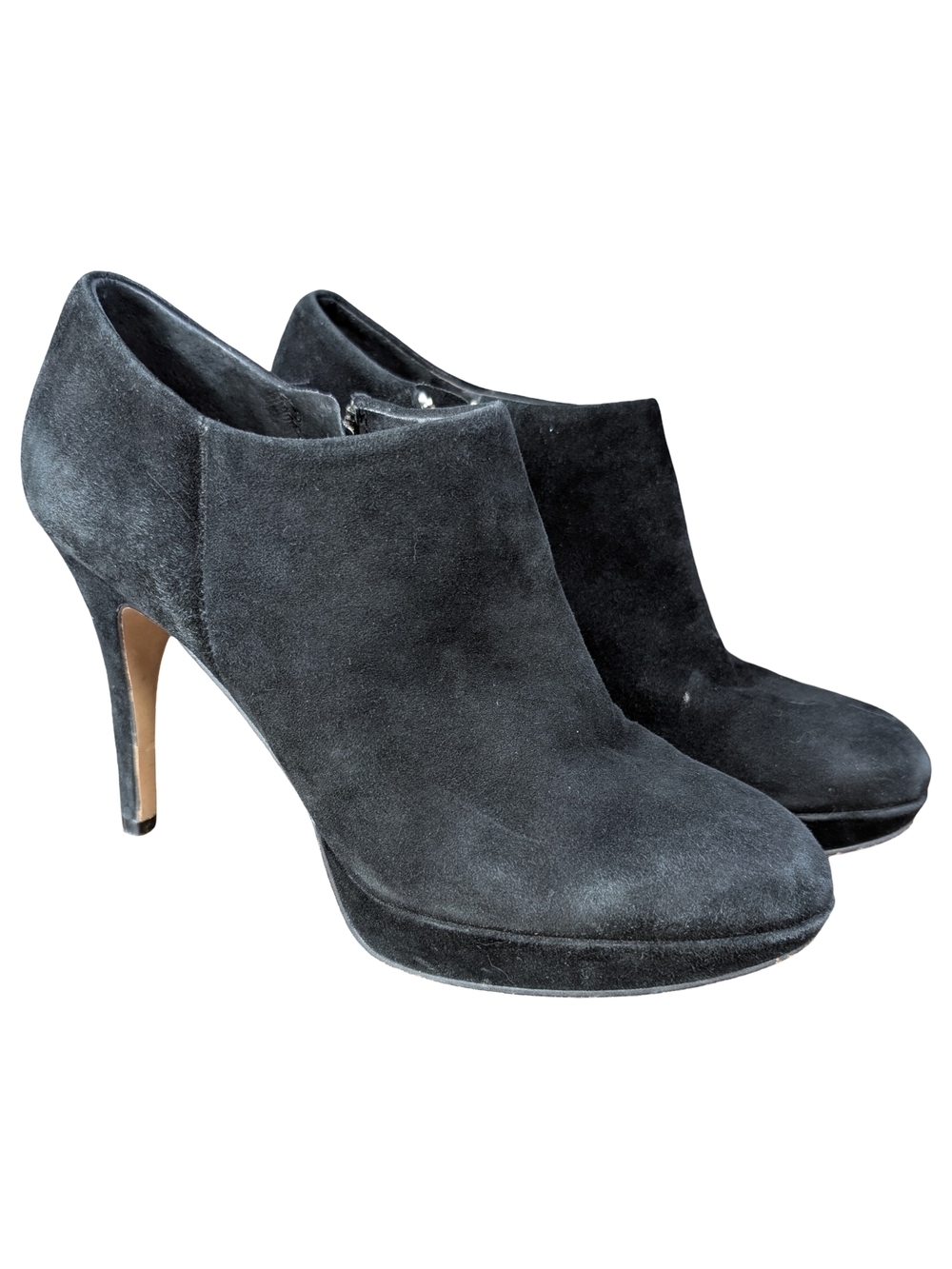 Vince Camuto Elvin Black Suede Platform Ankle Booties Stiletto Heels Size 7.5